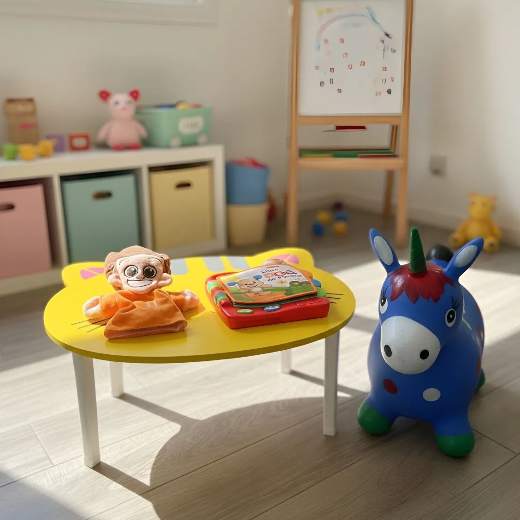 Mesa Plegable de Actividades y Juegos Bebés Gato Amarillo