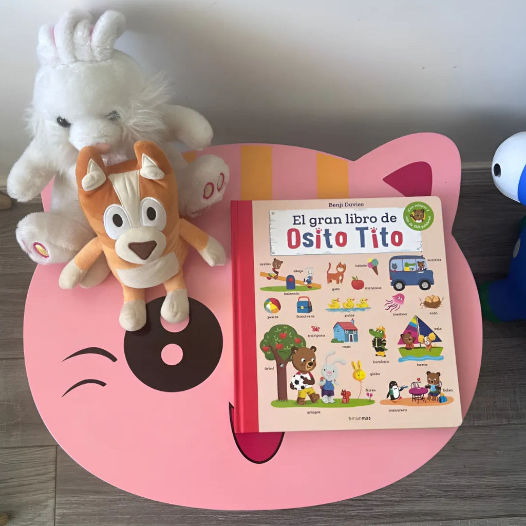 Mesa Plegable de Actividades y Juegos Bebés Gato Rosa