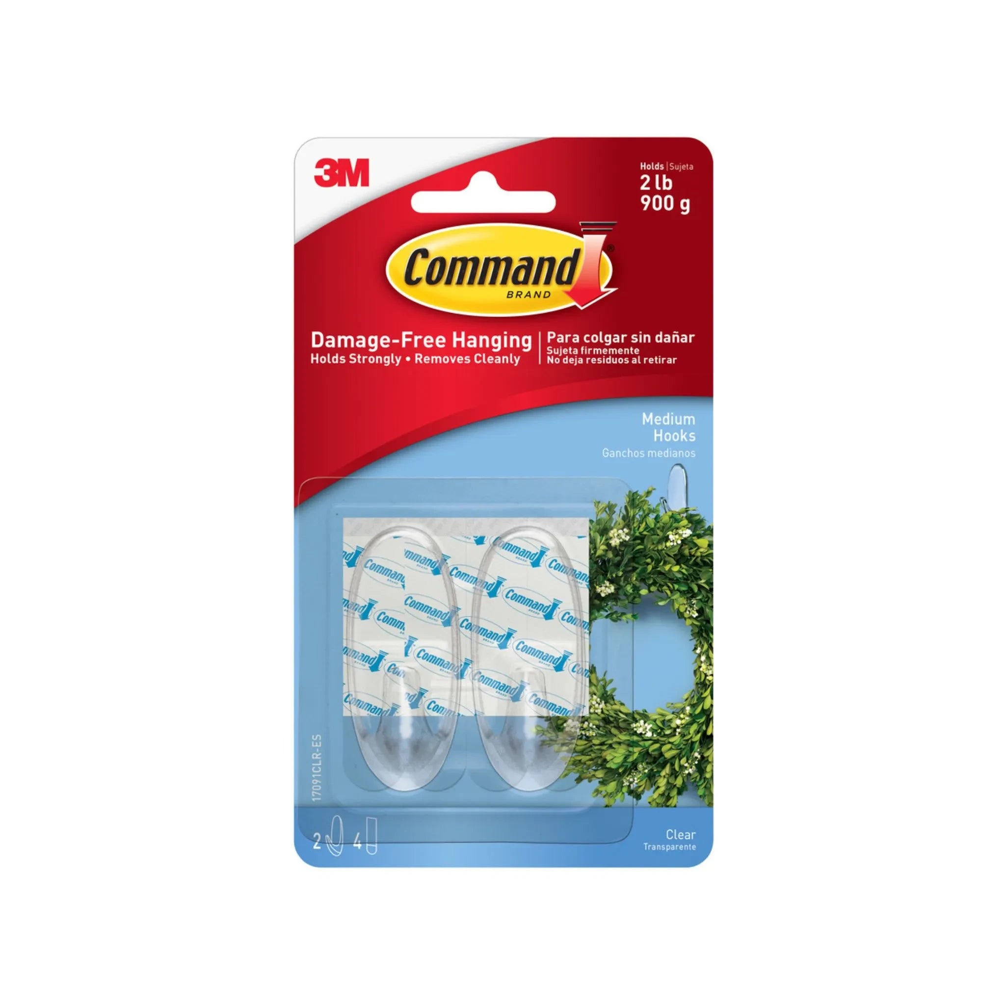 Ganchos transparentes medianos con tiras transparentes