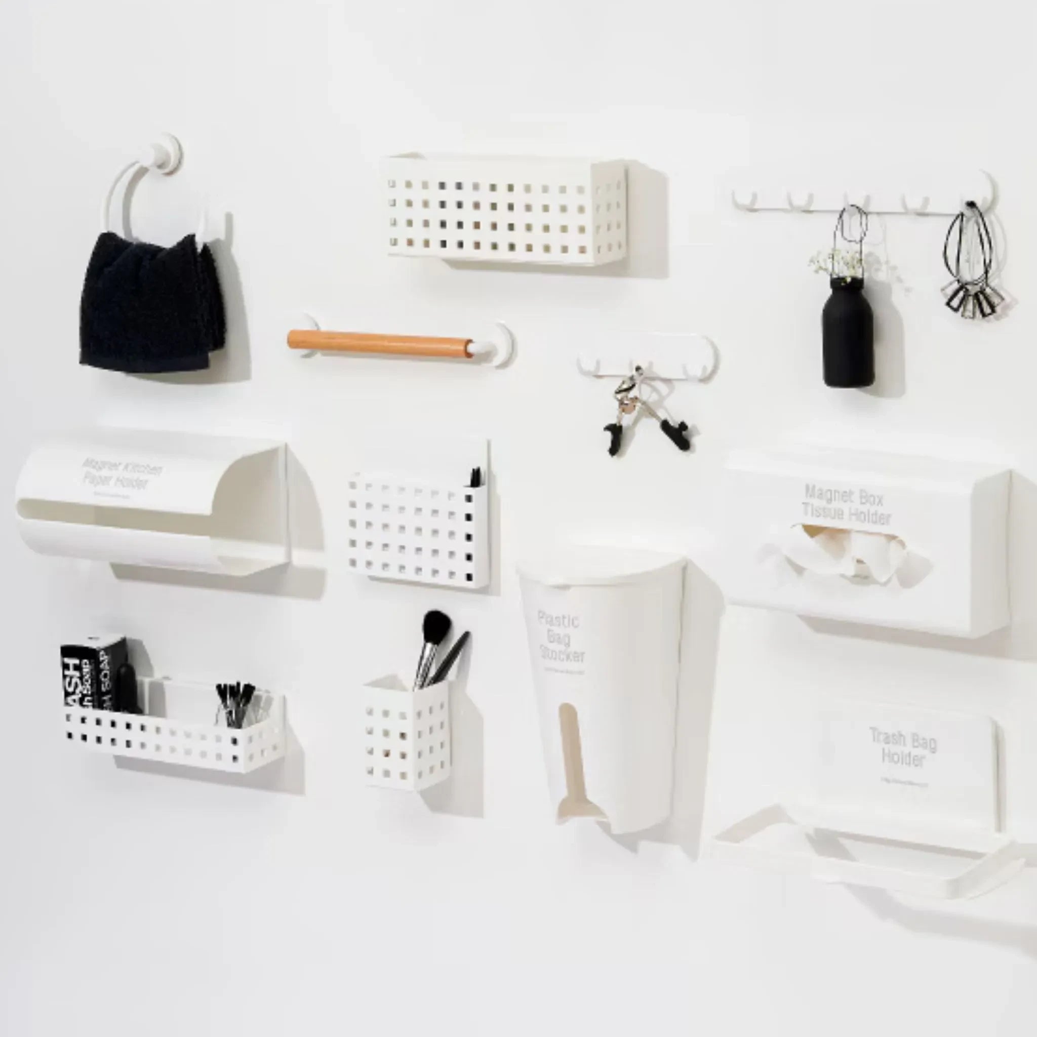 Canasto Magnético Largo para Lavadora y Refrigerador Blanco