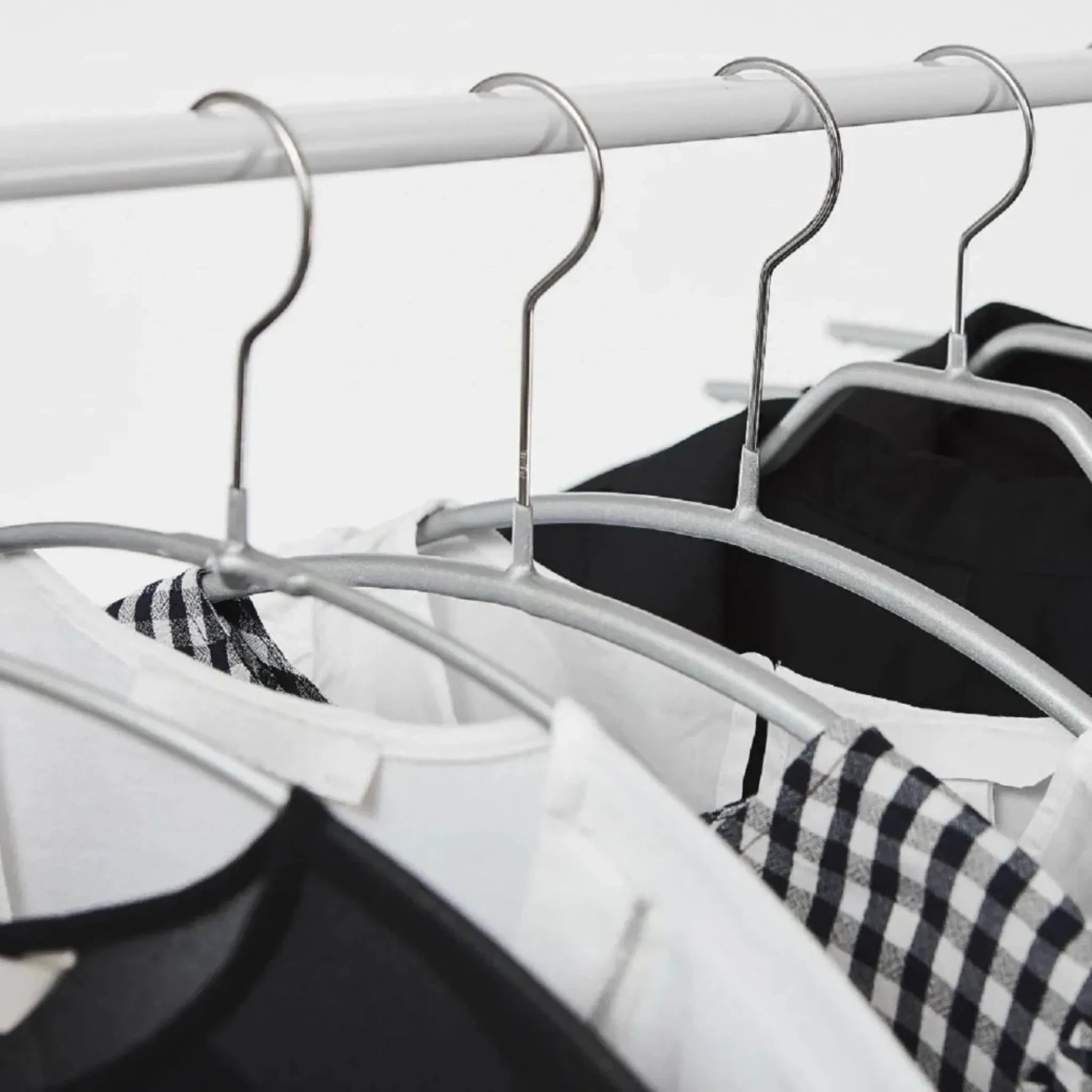 Set 10 Colgadores de Ropa Economic 36 cm, Silver.